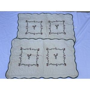 Sunham Home Pair of Large Quilted Floral Embroidered Pillow Shams 20*36”